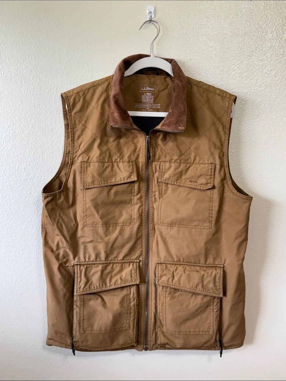 LL Bean Vest Mens L Brown Cargo Barn Utility Tactical HUNTING Outdoor FISHING